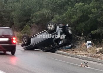Θεσσαλονίκη: Ανετράπη αυτοκίνητο στην εξωτερική Περιφερειακή – Ένας τραυματίας