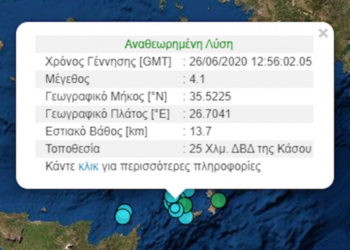 Σεισμός 4,1 Ρίχτερ στην Κάσο
