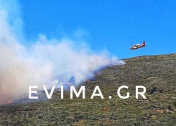 Φωτιά στην Κάρυστο: Υποψίες για εμπρησμό – Συνεχίζεται η κατάσβεση