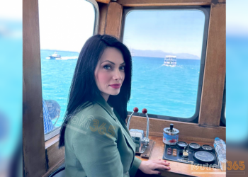 Η Βασιλική Πολύζου συνόδευσε το Belem με την Ολυμπιακή Φλόγα στον διάπλου της Διώρυγας της Κορίνθου