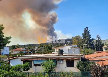Φωτιά στην Εύβοια: Απειλείται το χωριό Αφράτι