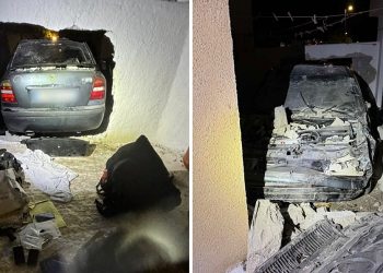 Σαντορίνη: Τους καταδίωκαν αστυνομικοί και οι διαρρήκτες γκρέμισαν με το ΙΧ εξωτερικό τοίχο σπιτιού