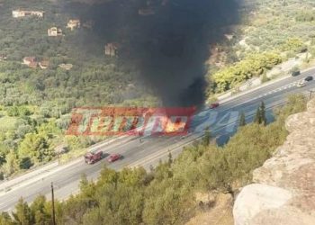 Εθνική Πατρών-Αθηνών: Νταλίκα κάηκε στη μέση του δρόμου – ΒΙΝΤΕΟ