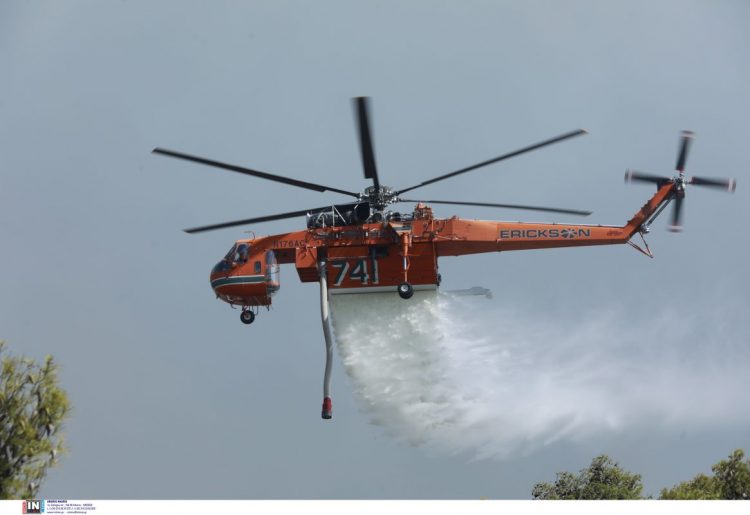 Σε εξέλιξη φωτιά στα Βίλια – Επιχειρούν και εναέρια μέσα