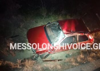 Τραγωδία στο Μεσολόγγι: ΙΧ εξετράπη της πορείας του και ανετράπη – Νεκρός ο 27χρονος οδηγός